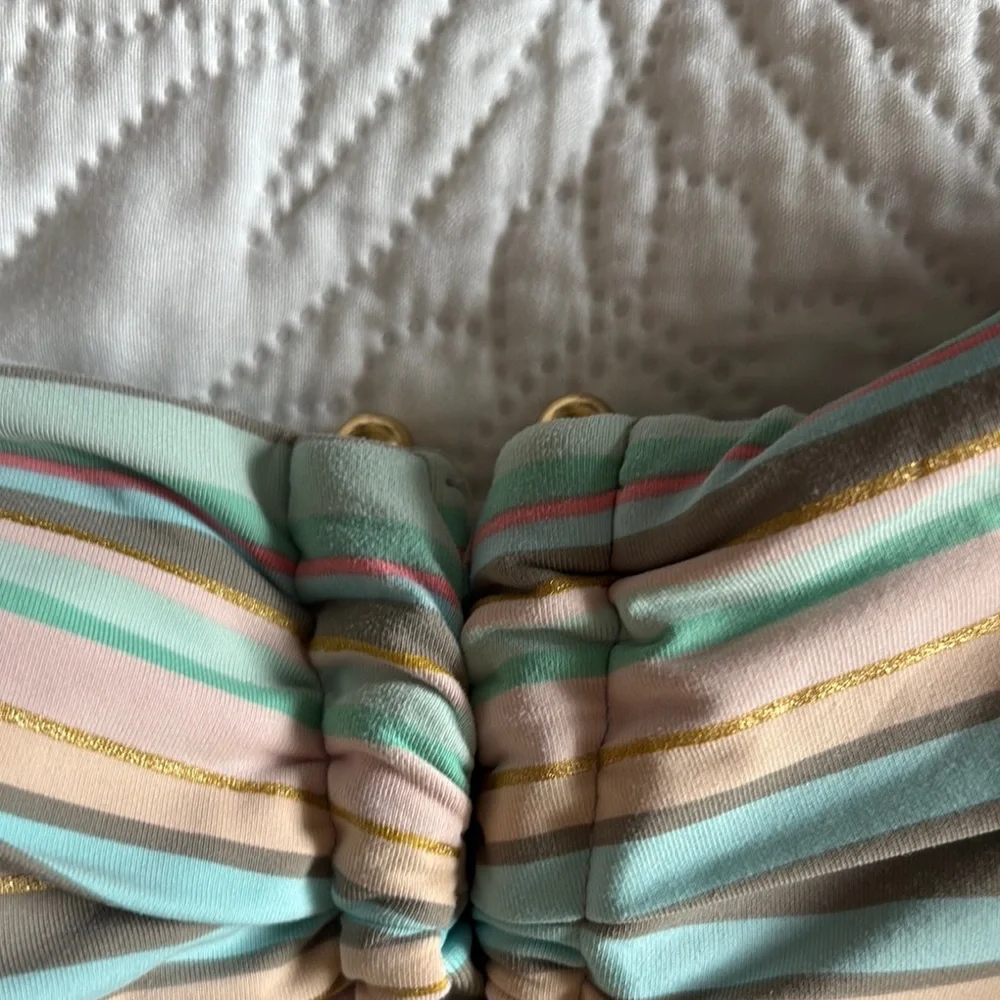 Lands' End Green and Pink Striped Tankini - Picture 3 of 11